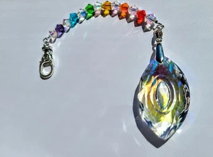 Handmade Crystal cats eye 50 AB suncatcher clasp and 4"swarovski chakra beads - Picture 1 of 4