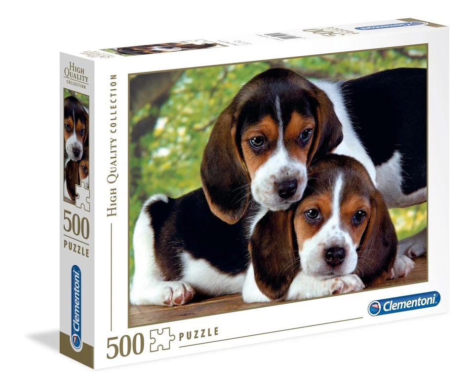 Puzzle Clementoni 500 due cani cuccioli beagle animali cane cucciolo cm 49x36 - Immagine 1 di 1