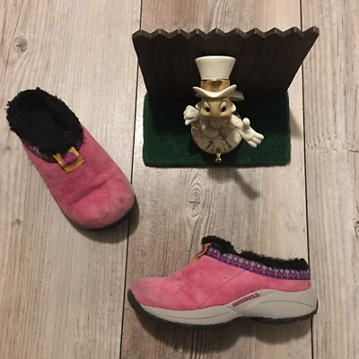 Merrell Toddler 10/28 Encore Chill Slide Pink Suede Slip On Fleece Lined Clog - Image 1 of 4