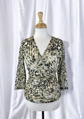 Blusa Estampado Animal Acanalada Vintage Años 90 Glam Semi Transparente Ajustada Sexy Formal Pequeña Foto 1 de 4