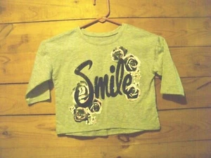 Girls Justice Gray "Smile" Crop Top Size 5 EUC!!! - Picture 1 of 2