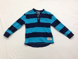 Nautica Boys S/C (8) Long Sleeve Cotton Dark Blue /Light Blue 1/4 Button Shirt - Picture 1 of 5