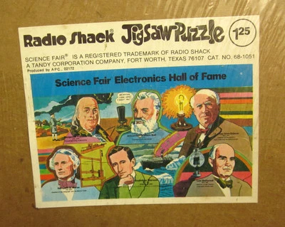THOMAS EDISON Guglielmo Marconi MORSE inventors frame puzzle 1976 science NWT - Image 1 of 4
