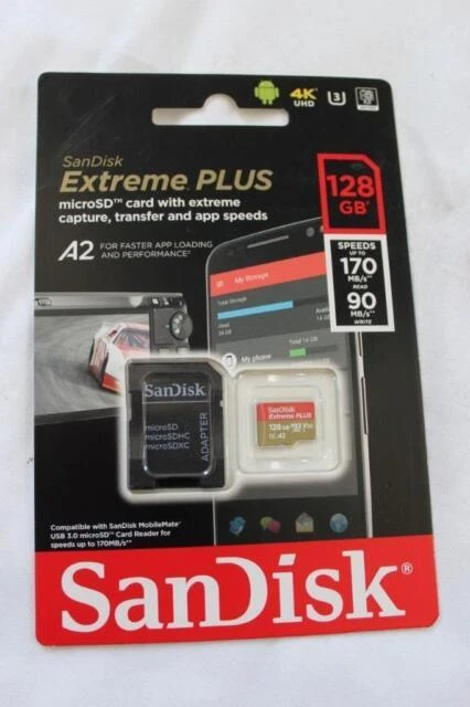 SanDisk Extreme PLUS 128GB microSDXC UHS-I/U3 Card with Adapter NEW - Image 1 of 1