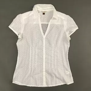 Sonoma Life + Style Shirt Damen Medium weiß Baumwolle Flügelärmel Knopfleiste klassisch - Bild 1 von 4