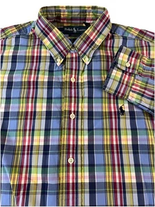 Polo Ralph Lauren Shirt Mens XL Custom Fit L/S Button Plaid 100% Cotton - Picture 1 of 8