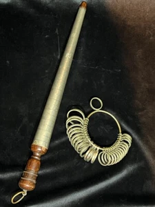 Antique Ring Sizer Gage Tool 11 3/4" & Finger Ring Sizer US Standard Germany - Picture 1 of 6