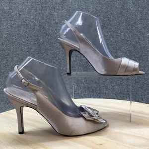 Tacones Lulu Townsend para mujer 8 valissa honda hebilla satinada plateada formal - Imagen 1 de 10