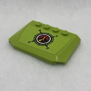 LEGO 52031pb137 Lime Wedge 4 x 6 x 2/3 Triple Curved W/ Volcano Explorers Logo - Picture 1 of 4