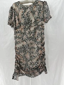 Storia Kleid Damen Medium Pfirsich Grau Gepard Chiffon Girlcore Boho Feminin - Bild 1 von 16