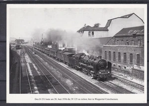Zug D 231 mit Dampflok 39 125 in voller Fahrt Bahhof Wuppertal - Bild 1 von 2