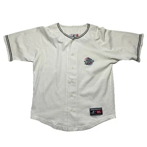 Vintage Detroit Pistons Baseball Jersey Teal Horse Logo White Sz XL - Picture 1 of 6