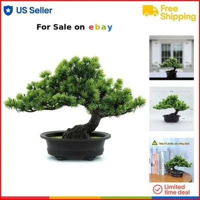 Artificial Bonsai Tree Greenery 9.5 Inch Fake Indoor Decor for Home Office - Image 1 of 4