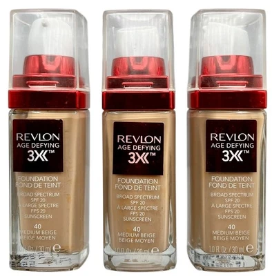 3 Pack Revlon Age Defying 3X Anti Aging & Lifting Foundation 40 Medium Beige - Image 1 of 4