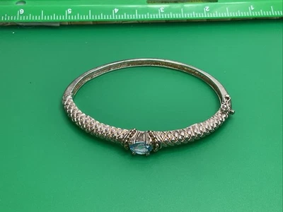 CLYDE DUNEIER BRACELET 14K 金色和纯银带 TOPAZ 中心石 — 第 1/4 张图片
