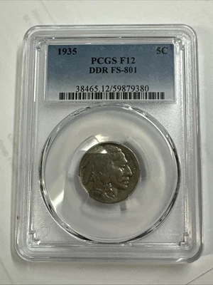 1935 Indian Head Buffalo Nickel DDR FS-801 F15 PCGS - Image 1 of 3