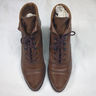 Botas superiores de cuero con cordones marrón Enzo Angiolini hechas en Brasil para mujer talla 7 M Foto 1 de 4