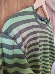 H&M Men's Striped Long Sleeve T-Shirt Medium Green - Picture 1 of 4