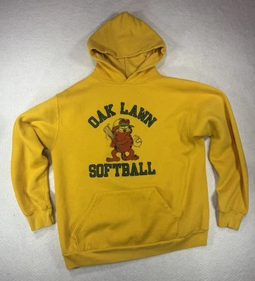 Vintage Russell Athletic Garfield Softball Hoodie Made in USA Size L 80s 90s - Image 1 of 4