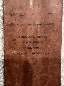 1943 Atlantic Coast Line Railroad Train Operations and Braking for Enginemen 535 - Picture 1 of 7