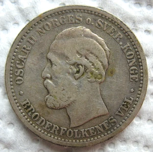 1875 Norway Silver Krone -30 Skilling - Picture 1 of 2