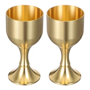  2pcs Brass Communion Chalice: Golden Wine Goblet - Decorative Toast Cup - Brass - Picture 1 of 20