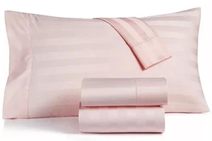 Charter Club Damask Stripe 550 TC Queen Sheet Set 4pc Cotton Candy Pink New - Picture 1 of 6