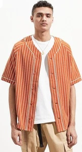 Urban Outfitters French Terry Baseball Jersey Shirt in Rust and White Size M - Picture 1 of 7
