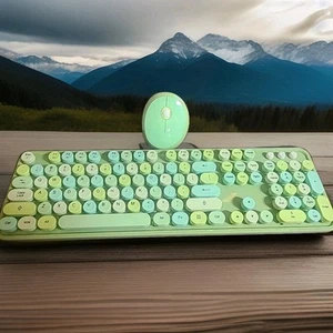 Mofii Wireless Keyboard and Mouse Combo, Multi Color Round Keys,  PC/Laptop/Mac - Afbeelding 1 van 21
