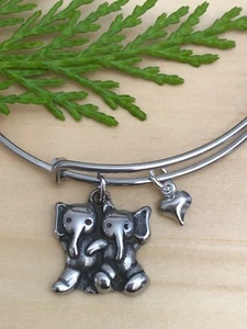 Par de adorables brazalete expandible estilo abierto para elefantes - Imagen 1 de 8