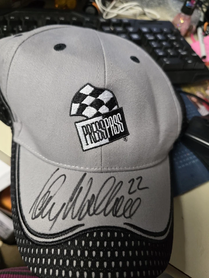 Kenny Wallace #22 пресс пропуск крышка / шляпа с автографом - редкая - Изображение 1 из 1