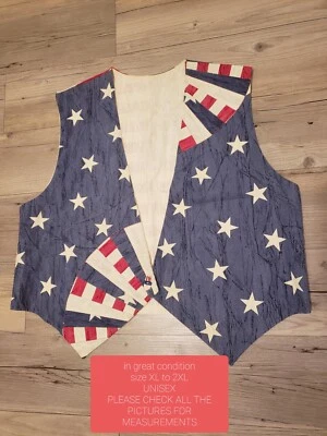XL a 2XL Unisex Patriótico Estilo Bandera Americana Chaleco Hombre o Mujer Chaleco Foto 1 de 4