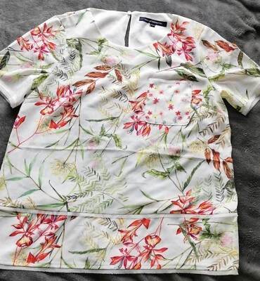 FRENCH CONNECTION Damen Bluse Schlupfbluse T-Shirt Oberteil Blumenprint Gr M NEU - Bild 1 von 4
