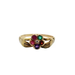 Antiker viktorianischer Akrostichon Fede Ring 18 Karat Gelbgold Bandring - Bild 1 von 4