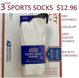 Sports Socks 3 Pairs American Thread Collection Athletic Cotton Crew Size 9-11 - Picture 1 of 3