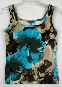 Street One Women 40 EUR 8 US READ Stretchy Tank Top Tropical Floral Blue Brown - Picture 1 of 6