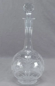 Late 19th Century British Stourbridge Engraved Bellflowers Flint Glass Decanter - Picture 1 of 16