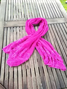 Elgantes fließendes Chiffon Tuch Schal Überwurf pink rosa Pailletten 58 x 150 cm - Bild 1 von 3