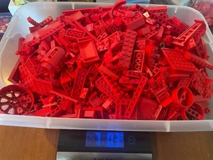 LEGO BRICKS BULK Red 7 lbs pounds assorted Bricks And Pieces Free Shipping - Picture 1 of 8
