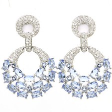 Gorgeous Rich Blue Violet Tanzanite, CZ Woman's Gift Silver Earrings