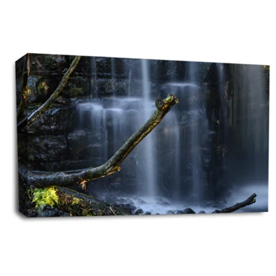 Large Waterfall Canvas Print Wall Art Blue Grey White Framed Picture Panel - Image 1 of 4