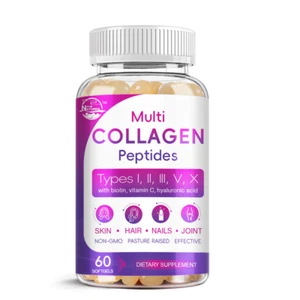 Multi Collagen Peptides Capsules Hydrolyzed (Type I, II, III, V, and X collagen) - Picture 1 of 7