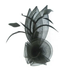 Schwarz gewundenes Netz Blumen Blütenblätter & Federkamm faszinierend Hochzeitsrennen - Bild 1 von 2