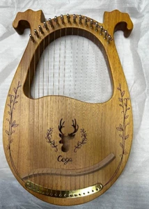 LYRE HARP Mahogany 16 Strings Rounded Edge W/ Tuning Wrench & String Pick Kit - Picture 1 of 6