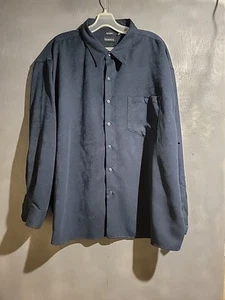 George Navy Suede Long Sleeved Button Up Size 3Xl - Picture 1 of 21