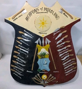 Vintage Schwert Messer Display WAFFEN VON MOROLAND PHILIPPINISCHE PLAKETTE Schild - Bild 1 von 17