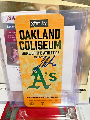 Rangers Josh Sborz Signed Autographed Oakland A's SGA Final Game Ticket JSA COA - Image 1 of 4
