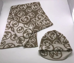 Michael Kors Schal und Mütze Set Wendeschal Elfenbein Hellbraun - Bild 1 von 11