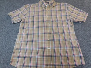 Saddlebred Mens Shirt Large beige plaid Easy care button down - Picture 1 of 10