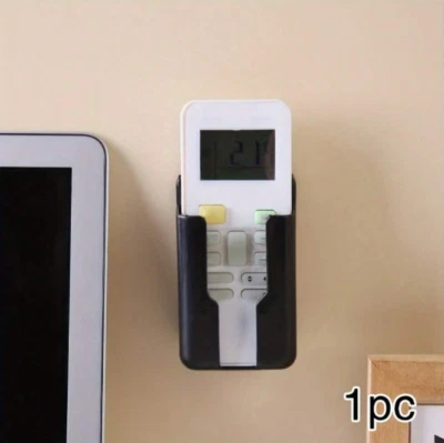 Caja de almacenamiento de plástico autoadhesiva con soporte de control remoto montado en la pared de 1 pieza Foto 1 de 4